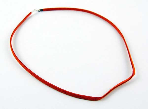Necklace Cord Orange 925 Silver Clasp Handmade