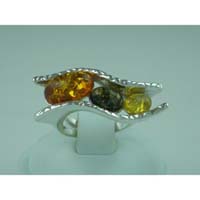 Amber Ring  3 Oval Wave R1325 925 Sterling Silver