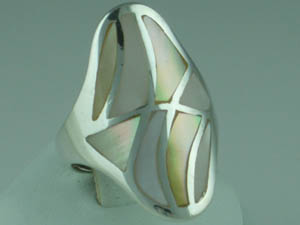 RING SILVER OVAL MULTI COL
