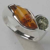 Amber Ring  Circle Eyebrow Shape 925 Sterling Silver