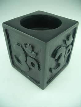 Soapstone Candle Holder With Om
