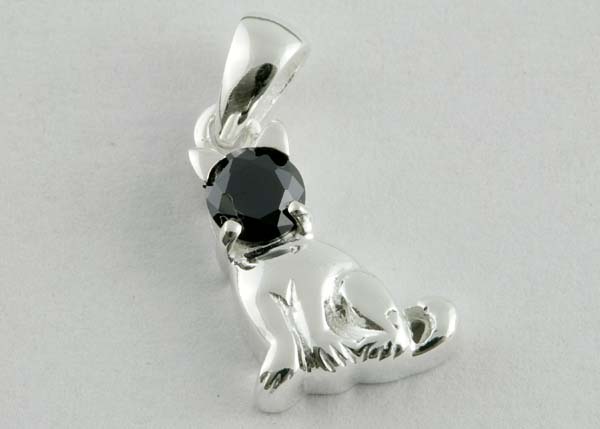 Silver Pendant Cz Cat Spss1088 925 Sterling