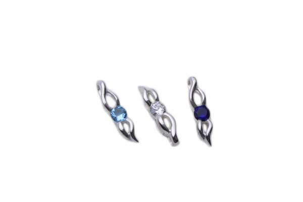Silver Pendant Stone Bow Rim 925 Sterling