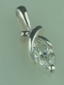 Silver Pendant Pear Drop Stone 925 Sterling