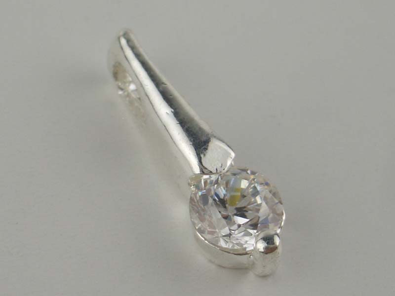 Silver Pendant Circ Stone Drop 925 Sterling
