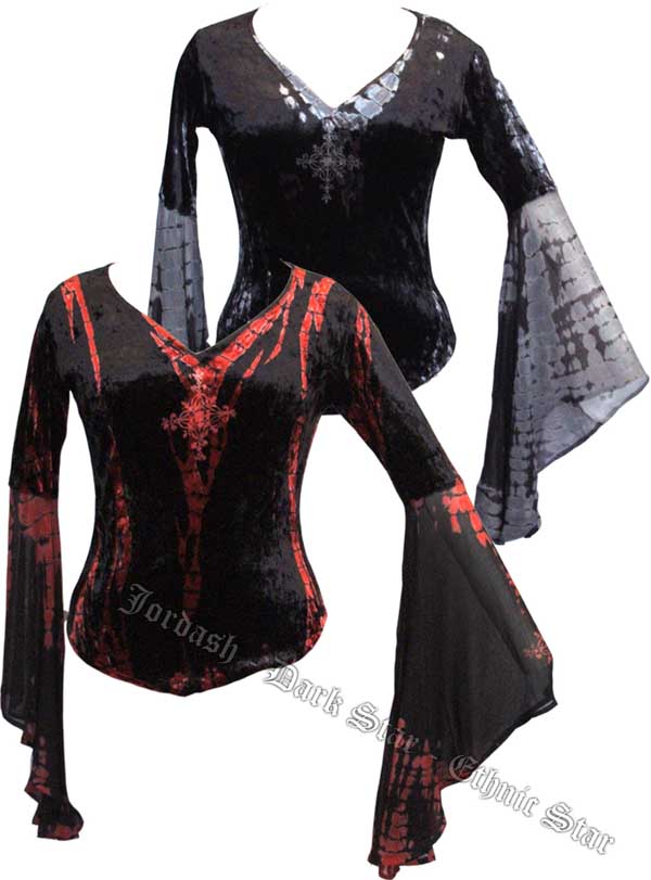 JORDASH JD/BL/832V TIE DYE STRETCH VELVET/GEORGETTE TOP