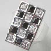 RING SILVER CZ RECT LARGE