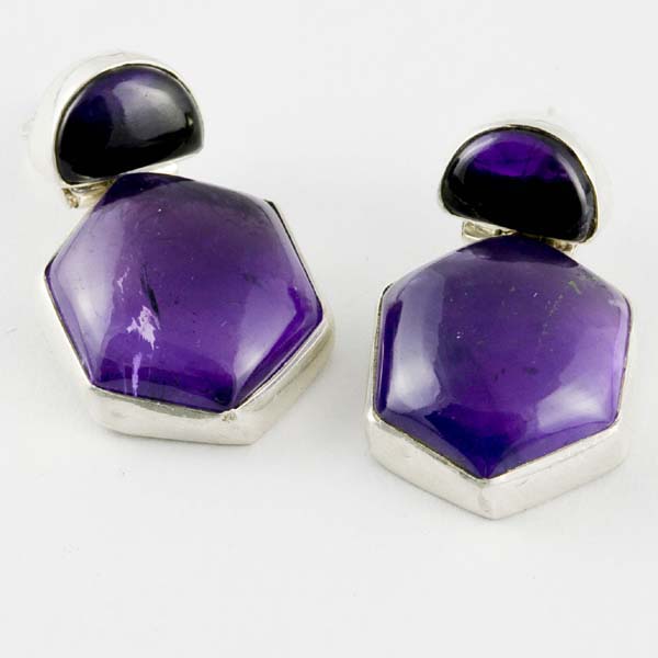 Silver Earring Stone Purple