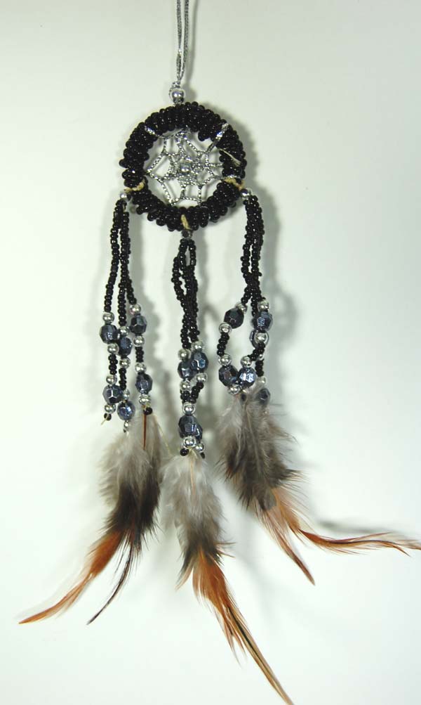 Dream Catcher Beaded Black 1dm