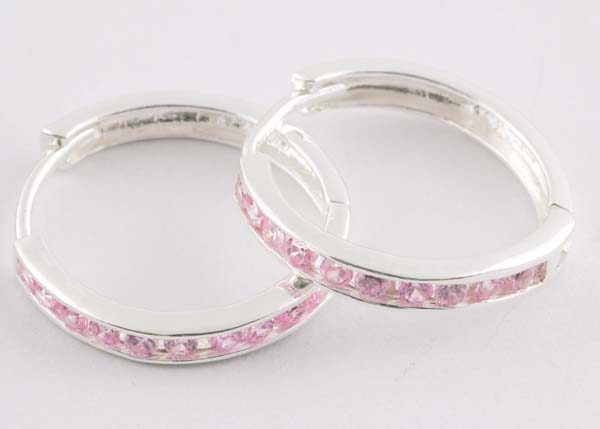 Silver Earring Hoop Part Stone 925 Sterling Silver