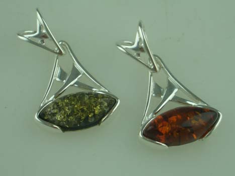 Amber Pendant Oval Stone  925 Sterling Silver