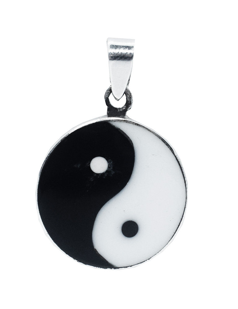PENDANT SILVER YING YANG STONE