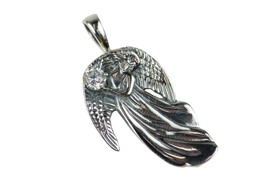 PENDANT SILVER ANGEL WITH STONE