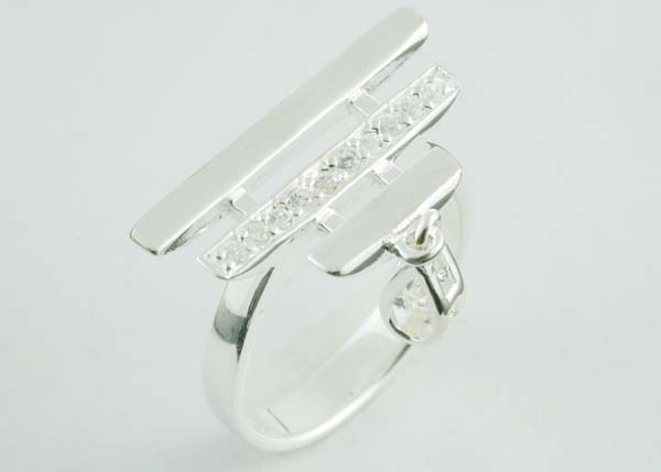 Ring Silver 3 Row Stone