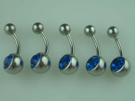 Body Piercing BELLY BAR 10mm Saphire 5PCS