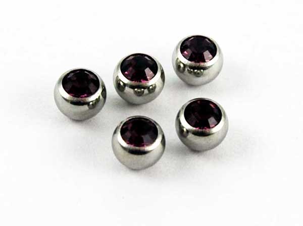 Body Piercing Jewelled Ball Amethyst 6mm 5pcs
