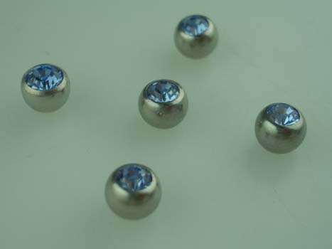 Body Piercing JEWELLED BALL AQUA 6mm (1.6)  5PCS