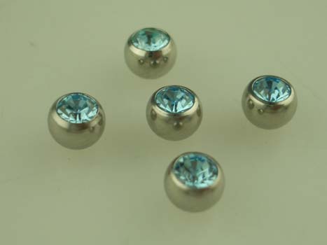 Body Piercing JEWELLED BALLS AQUA 5mm (1.6) 5PCS