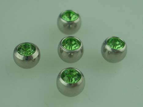 Body Piercing JEWELLED BALLS PERIDOT 5mm (1.6) 5PCS