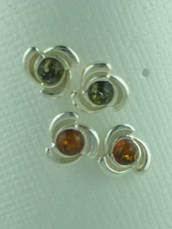 Amber Earring Flower Stud 925 Sterling Silver 925 Sterling Silve