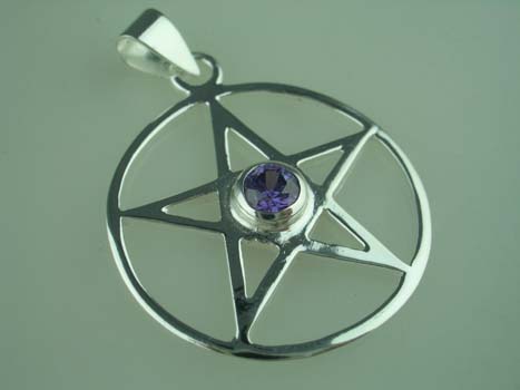 Pendant Silver Pentagram In Circle