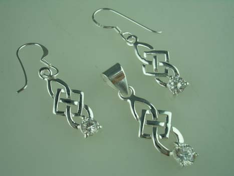 Pendant And Earrings Drop  925 Sterling Silver