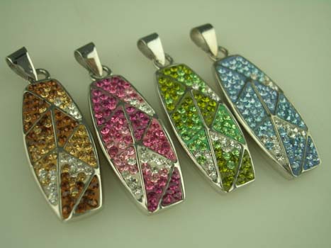PENDANT SILVER DBLE COL LONG
