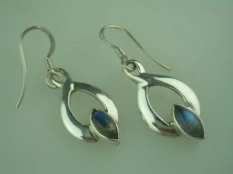 Silver Earring Stone Cut Drop 925 Sterling Silver