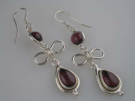Silver Earring Tear Drop Stone 925 Sterling Silver