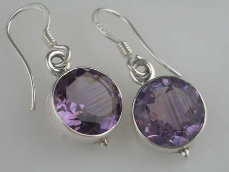 Silver Earring  Circle Stone 925 Sterling Silver