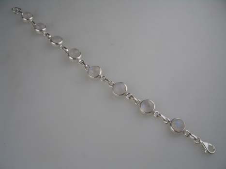 Silver Bracelet Circle Stones 925 Sterling