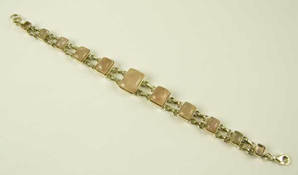 Silver Bracelet Rectangle Stones 925 Sterling