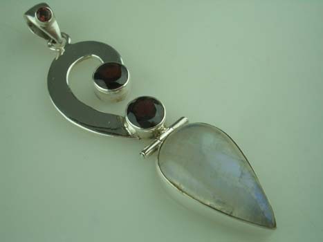 Pendant Silver 2 Stone Teardrop