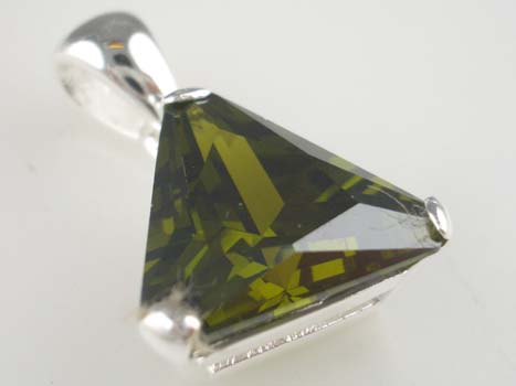 Silver Pendant Triangle Stone 925 Sterling