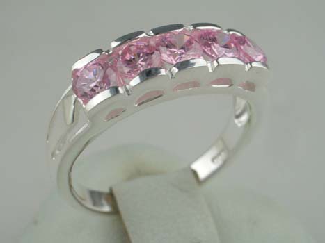RING SILVER 5 CZ STONES