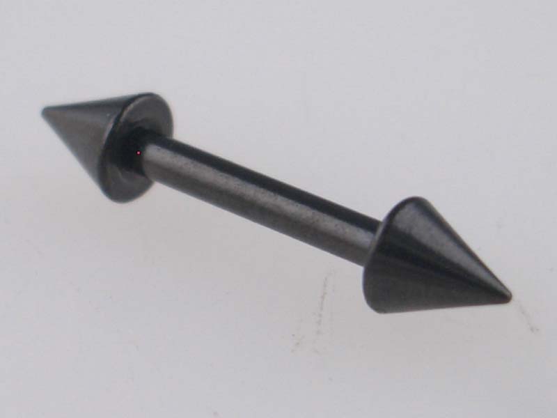 Body Piercing Eyebrow Bar Spike Black 2pcs