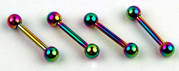 Body Piercing Eyebrow Bar Rainbow 4pcs 3x8x1.2mm