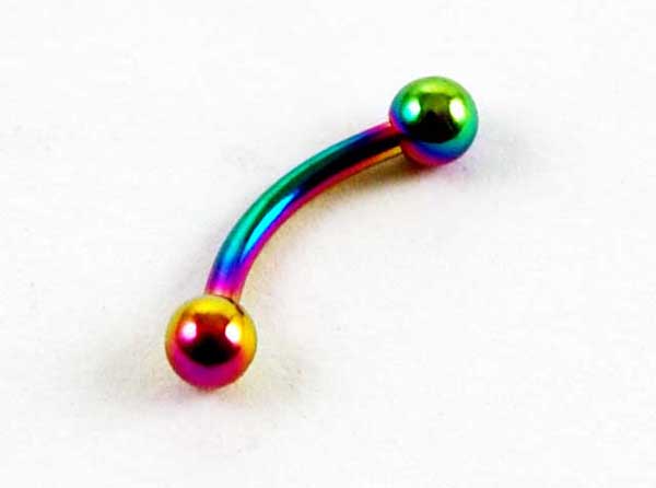 Body Piercing Eye Brow Bar With Ball Curved Multi 3x8x1.2mm