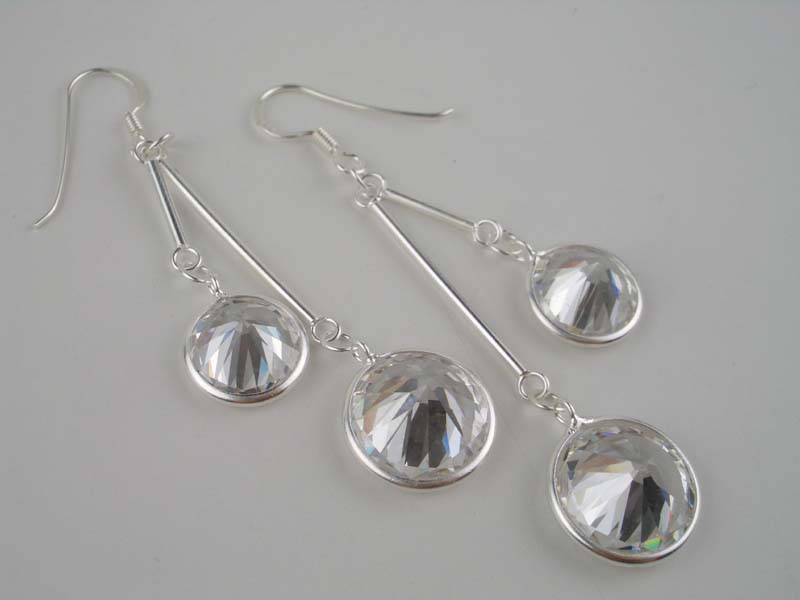Earring Silver Circles Dangling