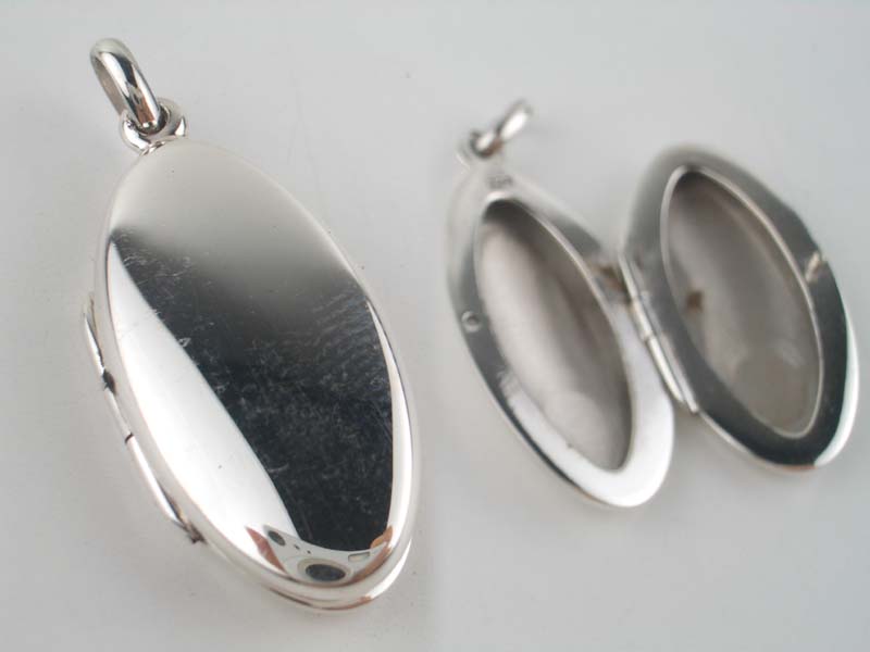 Silver Pendant Oval Locket Plain 925 Sterling