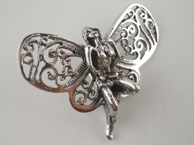 Silver Pendant Fairy Large Wings 925 Sterling