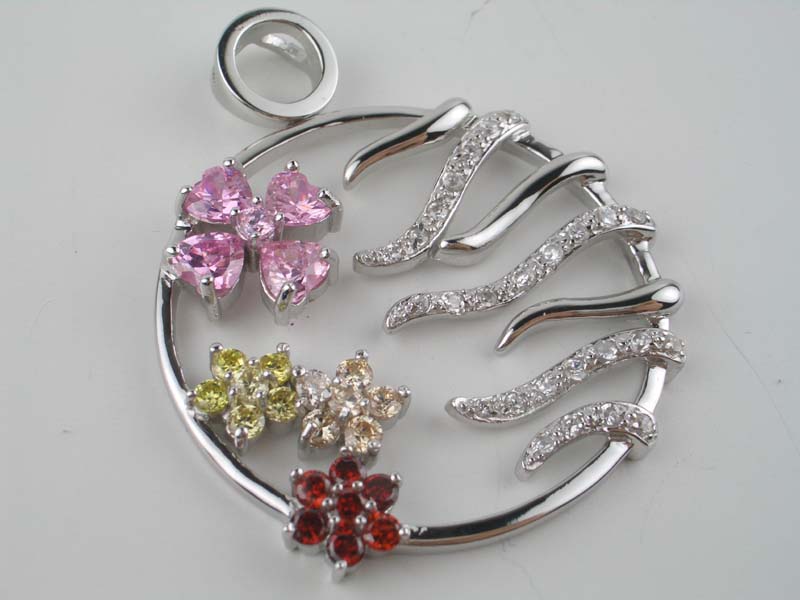 Pendant Silver Circle With Stones