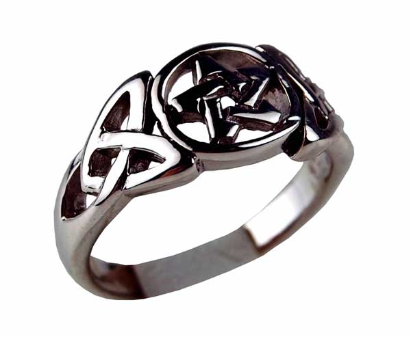 RING SILVER PENTAGRAM CUT CELTIC