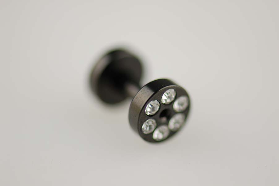 Body Piercing Plug Fake 2mm With Stones
