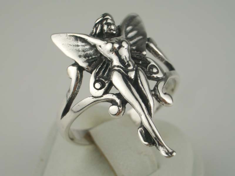 Silver Ring  Fairy Large Wings 925 Sterling