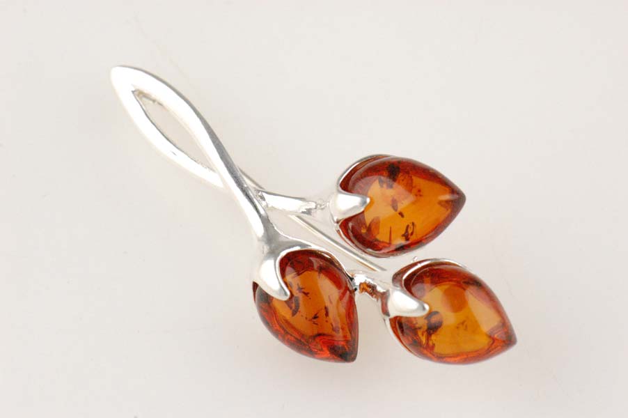 Brooch Amber 3 Stones