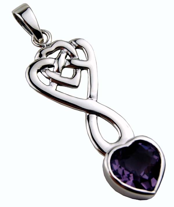 PENDANT SILVER HEART W/STONE