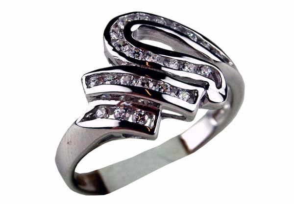Silver Ring  Cz S Shape 925 Sterling