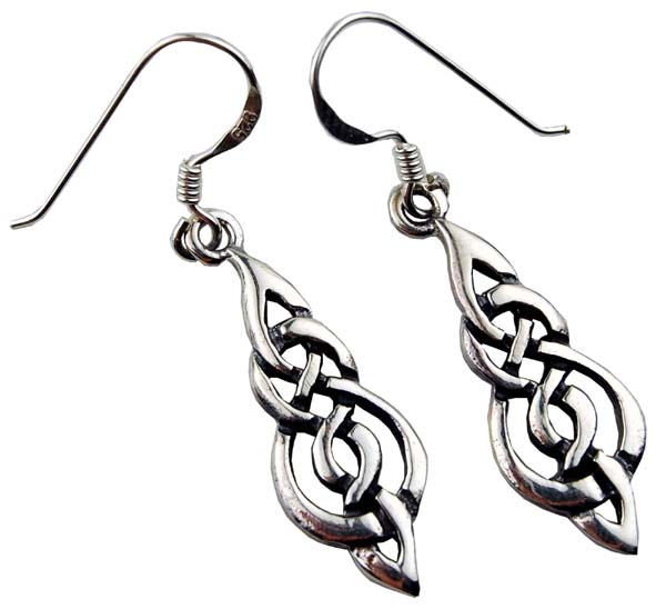 Silver Earring  Celtic Drop 925 Sterling Silver