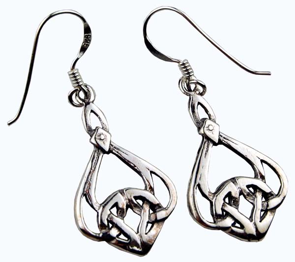 Silver Earring  Celtic Drop 925 Sterling Silver